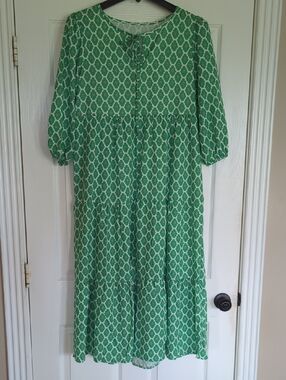 Green Patterned Women's  Dress